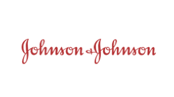 The logo of Johnson and Johnson showcased in Techwink's client section, indicating their partnership and collaboration