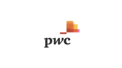 The logo of PwC (PricewaterhouseCoopers) showcased in Techwink's client section, indicating their partnership and collaboration