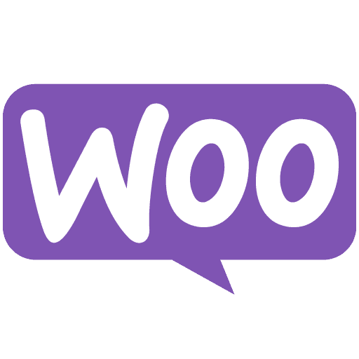 Icon representing WooCommerce, featuring a speech bubble with the WooCommerce logo and a shopping cart symbol.