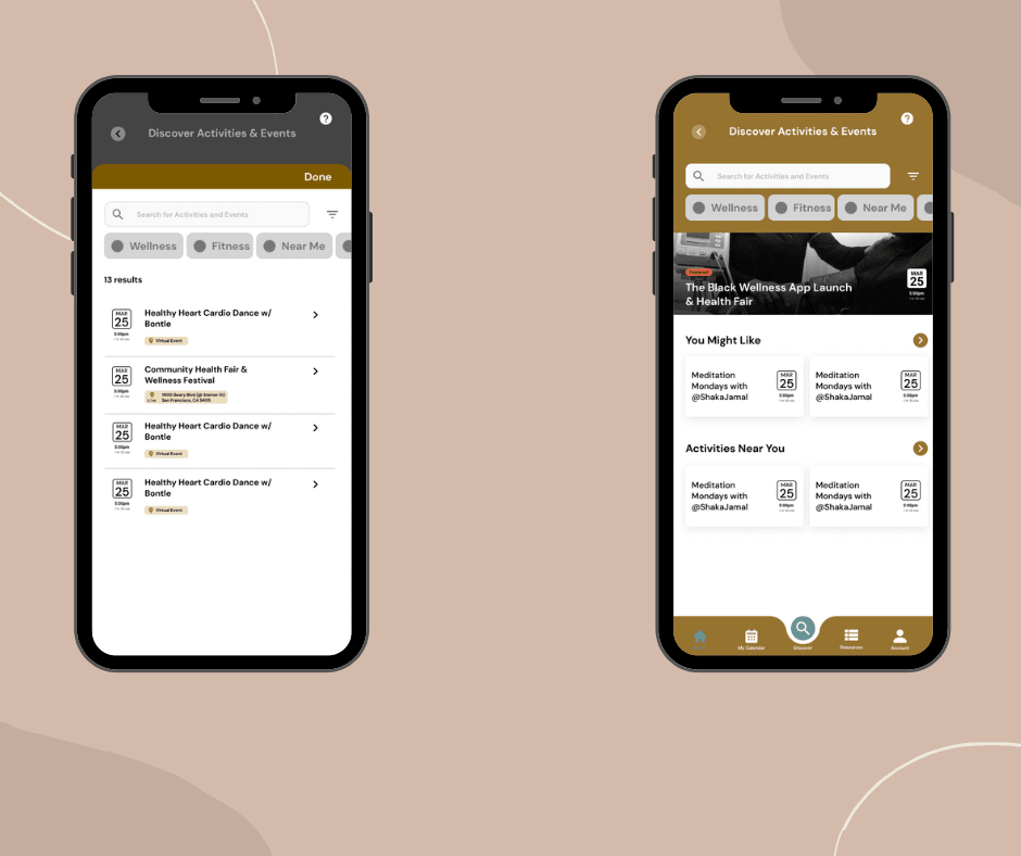 Portfolio image displaying the user interface of the Rafiki app.