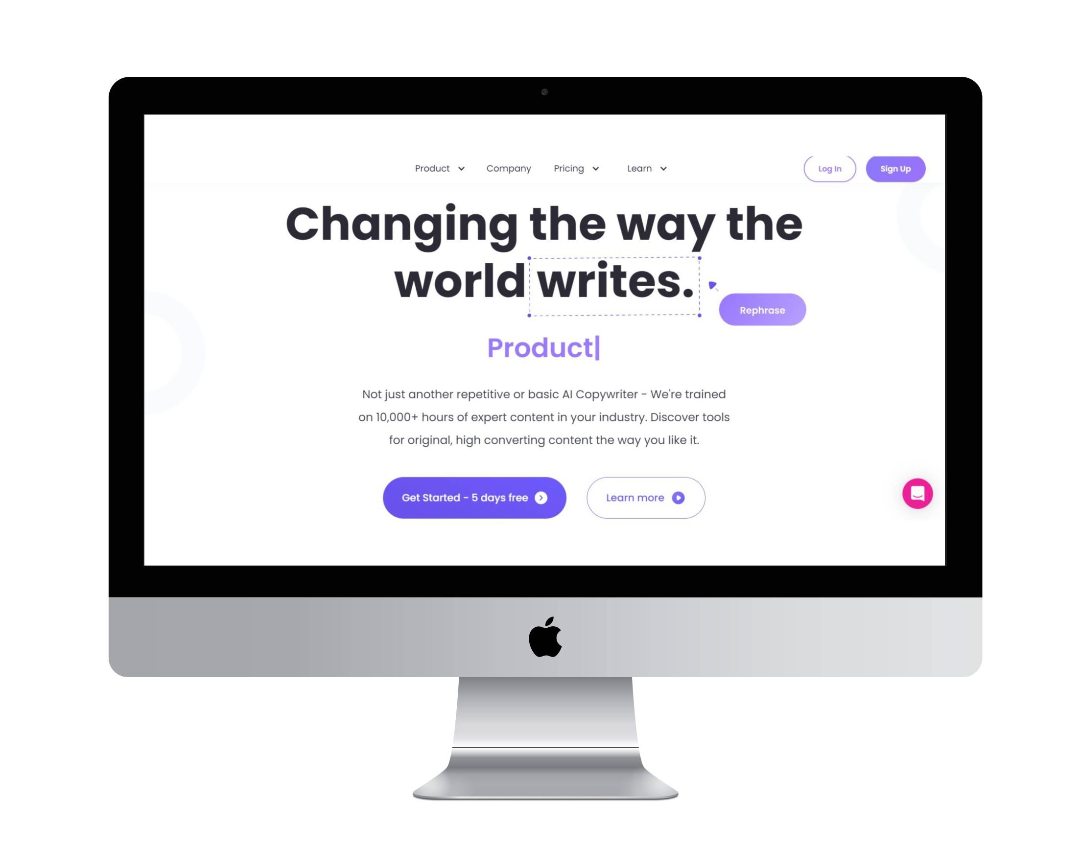 Portfolio image showcasing AI copywriting tool.