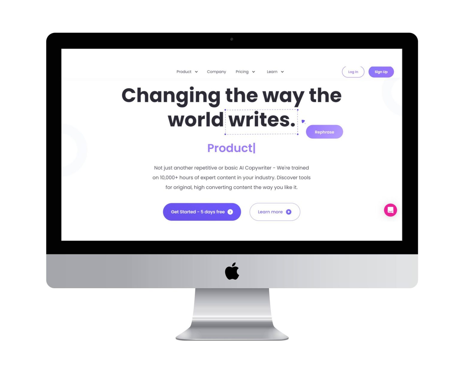 A portfolio image showcasing the AI copywriting solution, featuring an intuitive interface with text editing tools and AI-generated content examples.