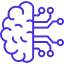 An icon depicting a brain with interconnected nodes, symbolizing machine learning and artificial intelligence.