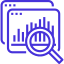 An icon depicting a bar chart symbolizing actionable analytics and compatibility with various tools and systems.