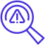 Icon representing ethics and bias detection, featuring a scale of justice and a magnifying glass with a checkmark.