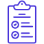 An icon depicting a checklist with marked checkboxes, symbolizing task completion and organization