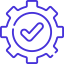 Control system icon depicting gears and a central command symbol
