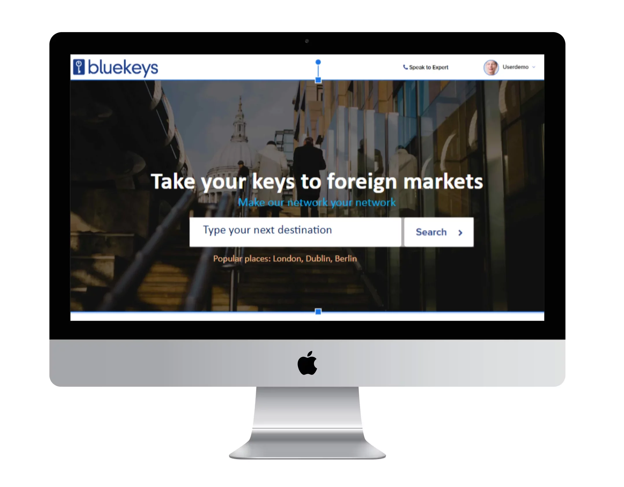 Portfolio image displaying the user interface of the BlueKeys app.