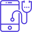 Icon representing a medical app, featuring a smartphone with a medical cross and a heartbeat line.