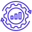 Icon representing performance optimization, featuring an upward-pointing arrow intersecting a gear.