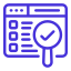 Icon representing penetration testing, featuring a shield with a checkmark and a bug symbol.
